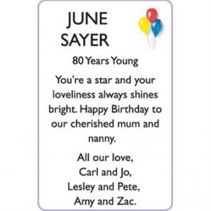 JUNE SAYER